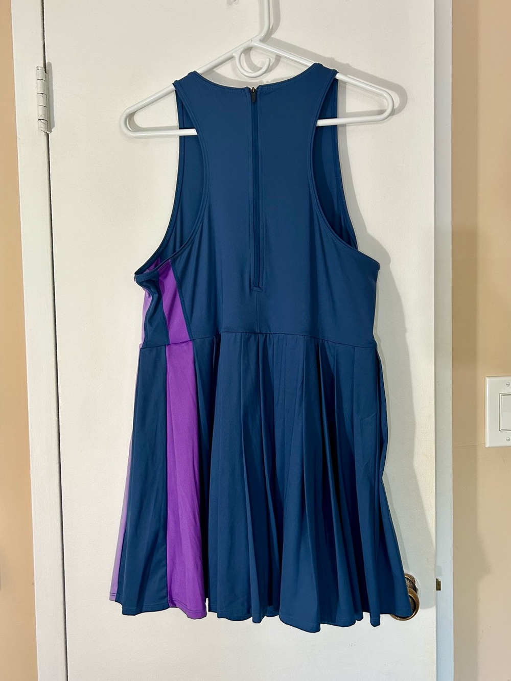 FourLaps Swift Dress Blue Pleated Tennis Dress, Purple Panel, Women’s Large - Picture 8 of 16